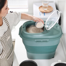 Lmueinov Cereal Rice Food Storage Containers, Dispenser Bin with Rolling Wheels, Airtight Locking Lid, Leakproof Kitchen Pantry for Dog Pet Flour