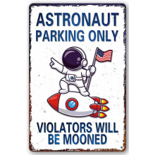 Bestylez Kids Space Gifts - Astronaut Parking Only Sign, 8x12 Inch, compatible with outer space decor for boy's room, bedroom, nursery, bathroom