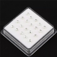 RSAMD 20x Sterling Silver Straight Pin Heart Set Crystal Nose Studs