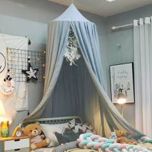Baby Chiffon canopy - Crib canopy - Play canopy - Child's bedroom - Height: 240 cm - Hem length: 260 cm blue