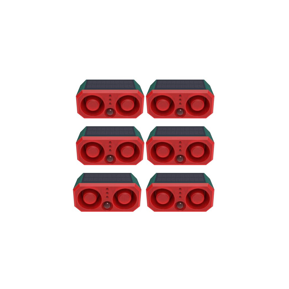 Solar Motion Sensor Alarm 130Db Siren And Strobe Light, Dog Barking Sound, Solar Powered, 6 Pack 9070919186820