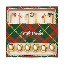 6Pcs Christmas Cutlery Set Stainless Steel Spoons and Forks Festive Holiday Tableware Golden