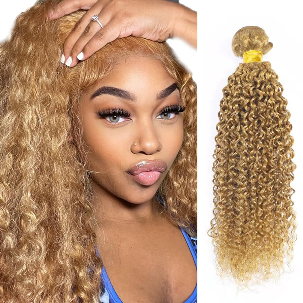 Unisex 30 Inch Honey Blonde Water Wave Human Hair Bundles, Unprocessed Virgin Remy Double Weft Extensions