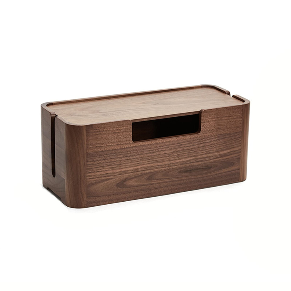 Wooden Cable Management Box With Magnetic Lid For Desk Or Tv, Large Capacity Cord Organizer 9070919187544