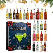 (As show, One size) Advent 2025 Cocktail 24 Days 2D Acrylic Christmas Decoration Ornaments Countdown Calendar
