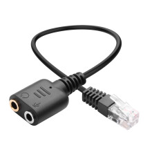 RJ9 Headset Adapter to Dual 3.5mm Converter Cable 20cm for PC Telephone Microphone and Speaker