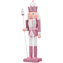 Set of 2 Pink Glitter Nutcracker Christmas Tree Ornaments – Wooden Soldier Holiday Decorations