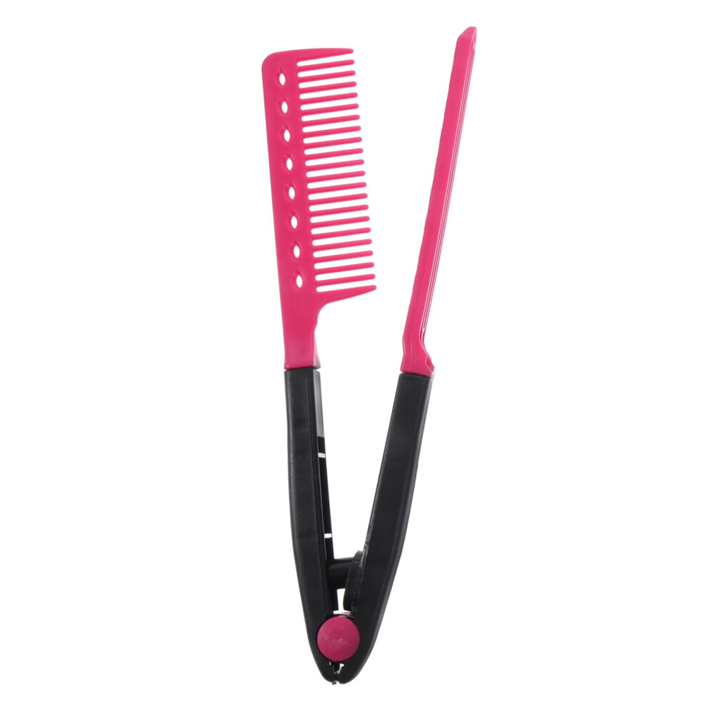 Unisex Foldable Hair Straightening Comb With Vshaped Plate Ergonomic Grip For Salon And Home Use