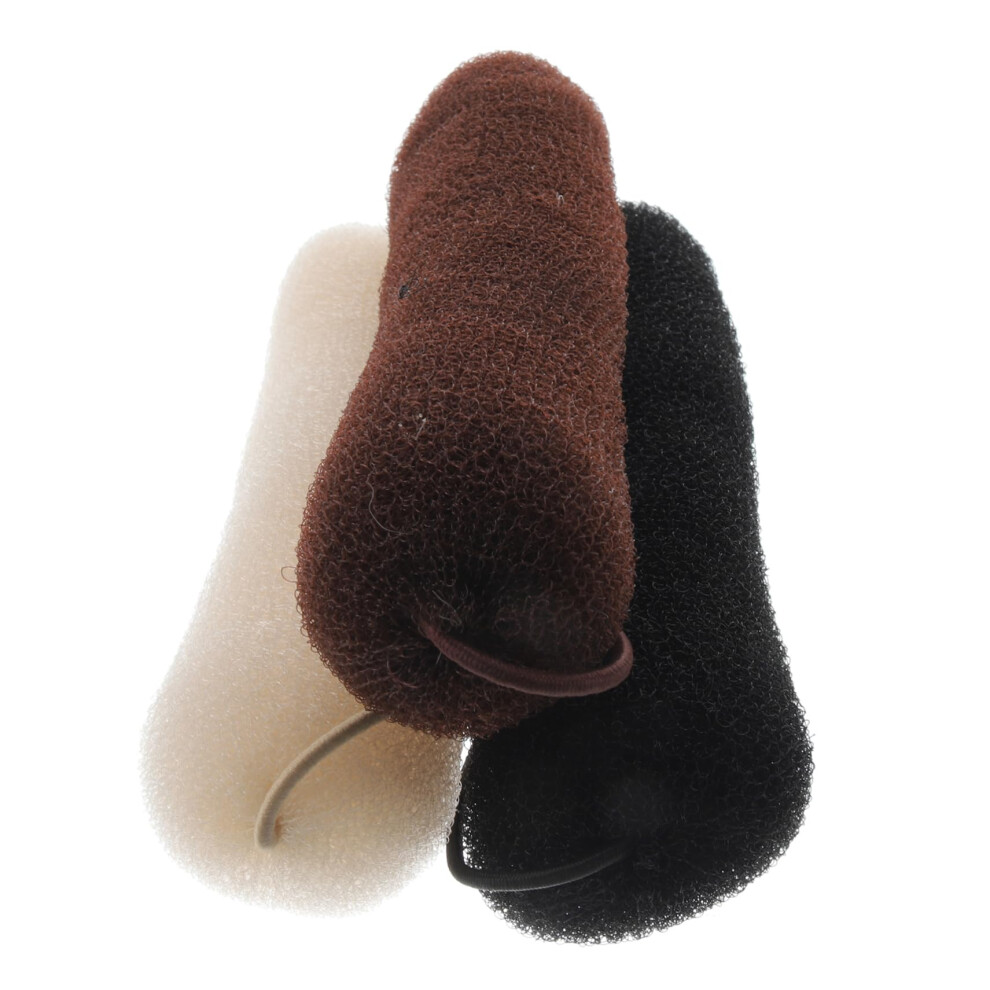 Hair Bun Maker Set with Donut Styling Tools for Thin Hair, Quick Secure Buns, 3pcs Black Beige Coffee