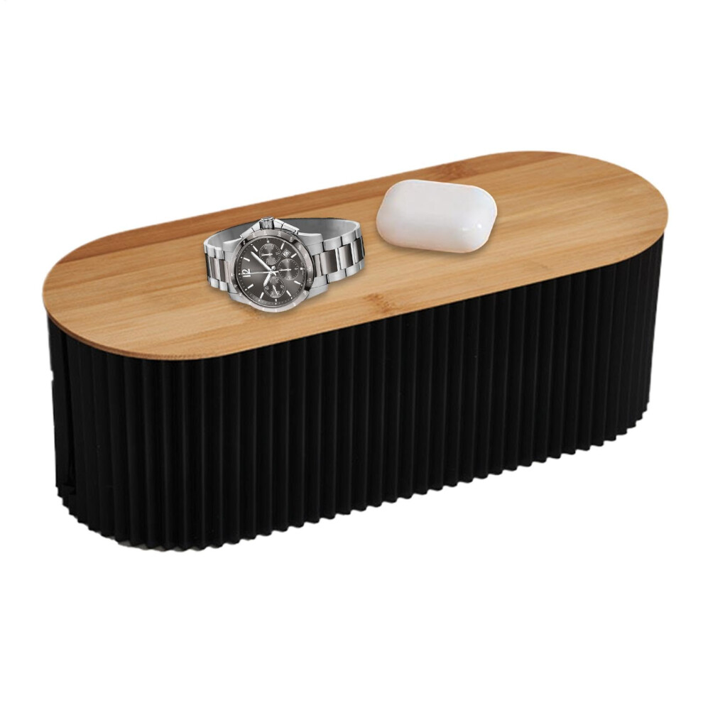 Cable Management Box With Wooden Lid, Black Cord Organizer For Desk And Home, Child Pet Safety 9070919188480