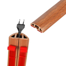 Floor Cable Cover Wood Brown 3.3FT Self Adhesive PVC Cord Cover for Office Tripping Hazard Prevention