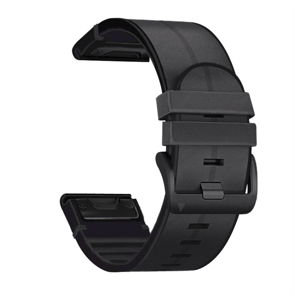 26Mm Quickfit Leather Silicone Replacement Band For Garmin Fenix Watch Black 9070919189081