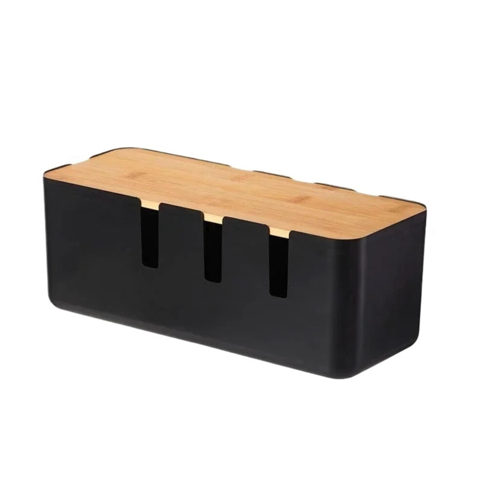 Cable Management Box Wooden Cord Organizer For Power Strips Black Cable Storage For Home Office 9070919189395