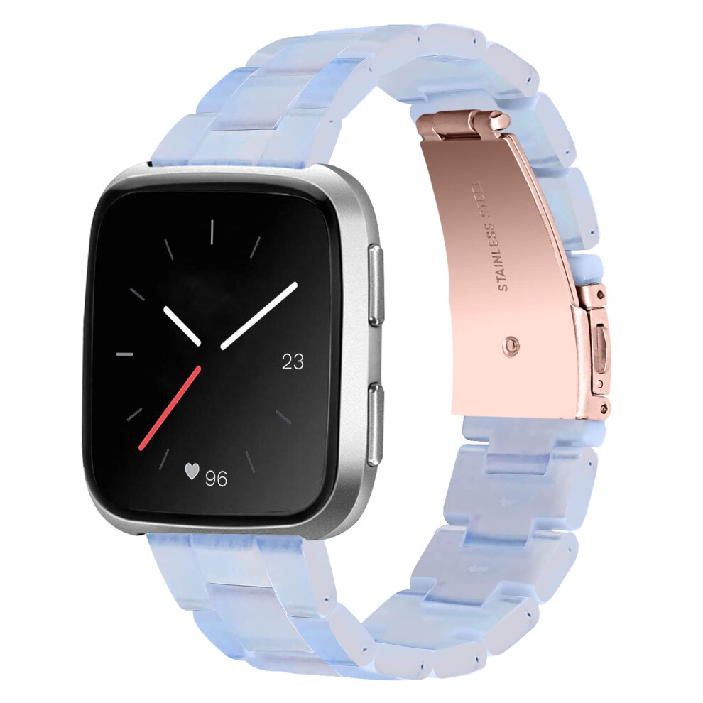Adjustable Stainless Steel And Resin Strap For Fitbit Versa2, Versa Lite And Se Blue 9070919189494