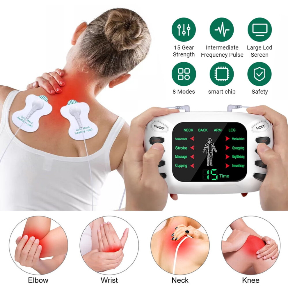 MDHAND Electronic Pulse Massager ,Pain Relief Therapy Machine, Muscle Relax Stimulator Massager with 8 Modes, 16 massage heads, 15 Level Speed