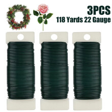 Siisll 3 Pack 118 Yards 22 Gauge Green Floral Wire - Flexible for Crafts, Wreaths, Garland, Flower Arrangements