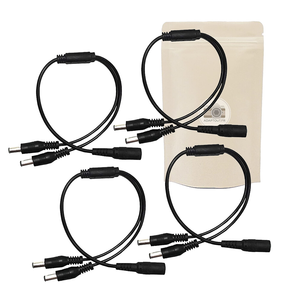 12V Dc Power Splitter Cable 4 Way 5.5X2.1mm 30Cm Cctv Camera Extension Cord For Security 9113335143340