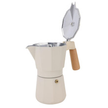 6 Cup Moka Pot Aluminum Stovetop Espresso Maker 300ml CoolTouch Wooden Handle for Home and Camping