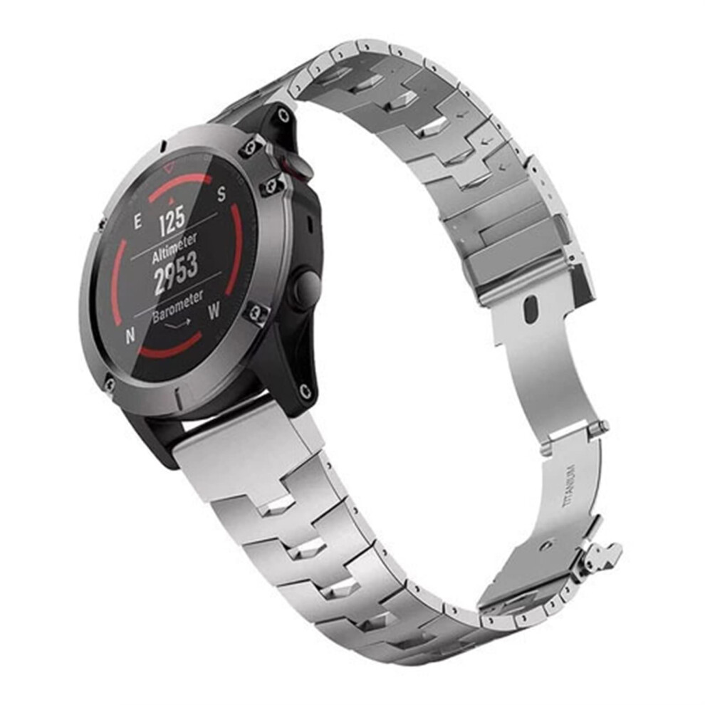 Titanium Watch Band 26Mm Quickfit Adjustable Metal Strap For Garmin Fenix 7X 6X Pro 5X Plus Silver 9070919190995