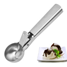 Stainless Steel Ice Cream Scoop with Trigger Release, AntiFreeze NonSlip Handle, Dishwasher Safe