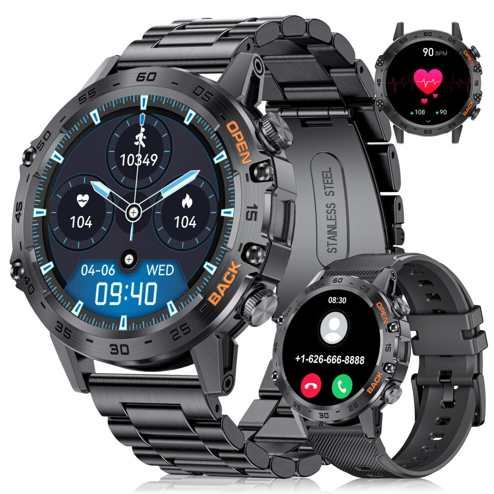 Military Smartwatch For Men With Bluetooth Calling, 100 Sports Modes, Ip68, 1.39In Touchscreen, Heart Rate, Spo2, Bp Monitor For Android Ios 9113335144880