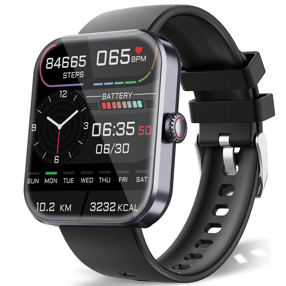 Bluetooth Calling Smartwatch 1.9 Inch Display With Heart Rate Sleep Blood Oxygen Monitor For Android Ios Black 9113335145092