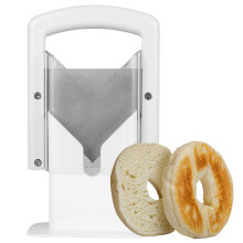 Bagel Slicer with Safety Handle, Stainless Steel Precision Cutter for Bread and Muffins, 7.1x8.7in