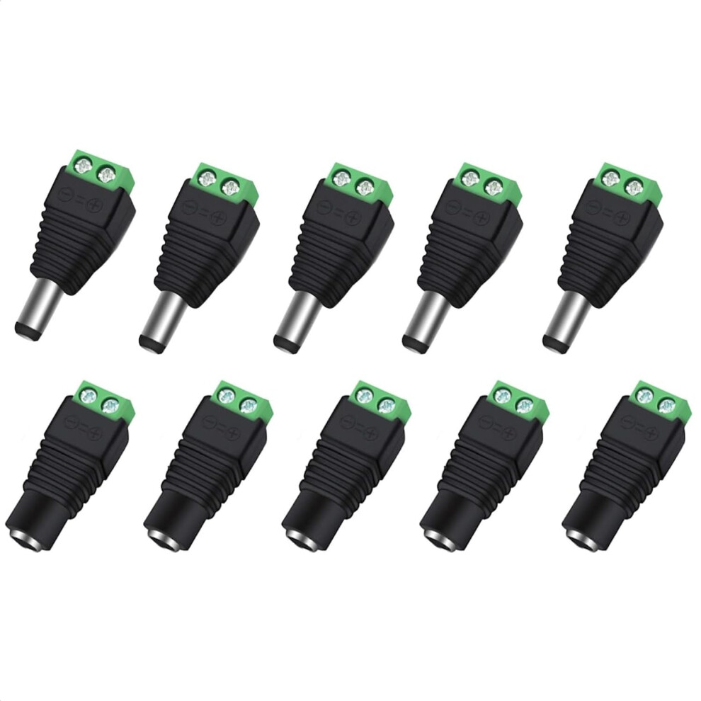 5 Male 5 Female 12V 2.1X5.5mm Dc Power Jack Adapter For Cctv And Led Strip Secure Connection 9070919192203