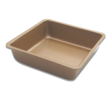 SANAG Loaf Pan Non-stick Carbon Steel Toast Tray Kitchen Bakery Seamless Baking Mold, 4 Inch, Gold, Square
