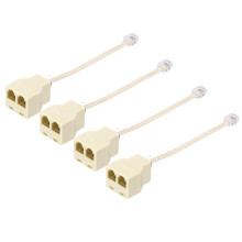 RJ11 Phone Splitter 6P4C 2Way Adapter for Landline,  Visibility Yellow, 4 Pack