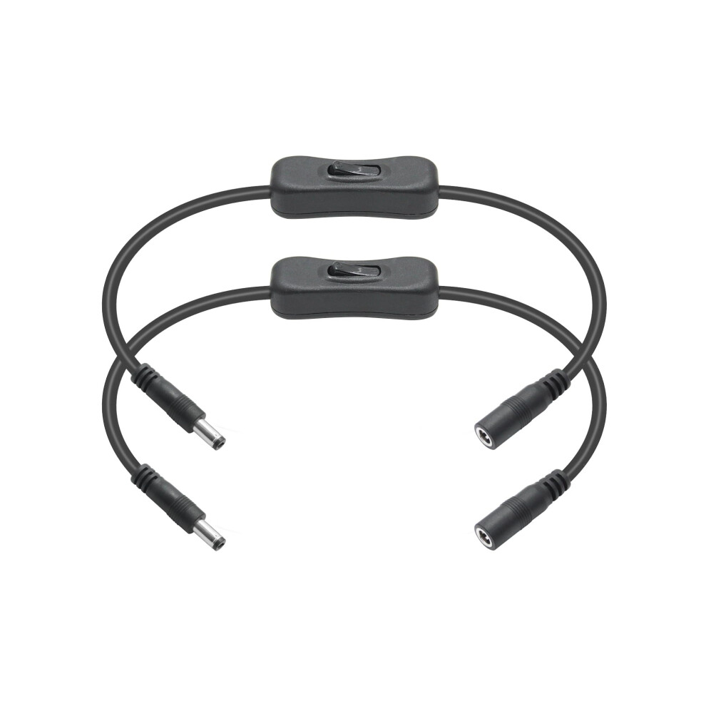 2Pcs Dc 5521 Power Extension Cable With Inline Switch 5.5Mm X 2.1Mm 30Cm 18Awg For Cctv Cameras 9070919192715