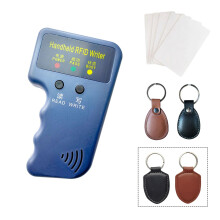 Handheld 125kHz RFID Card Copier for T5577 EM4305 with 5 Rewritable Cards and 2 Leather Keychains