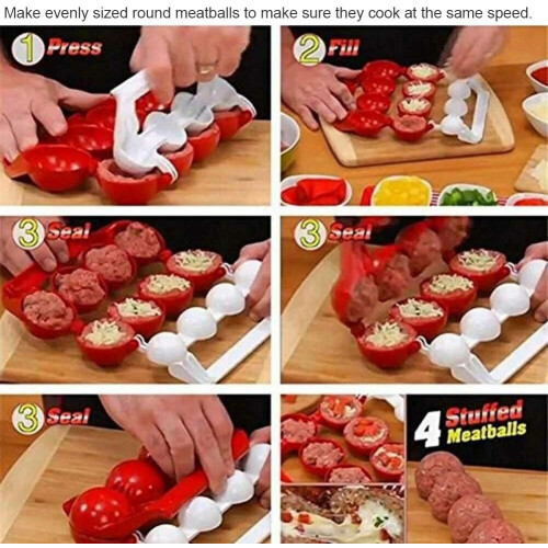ABS Meatball Maker Tool for Kitchen Cooking, Stuffed Meat Press, Even Portion Control, Easy Clean 1