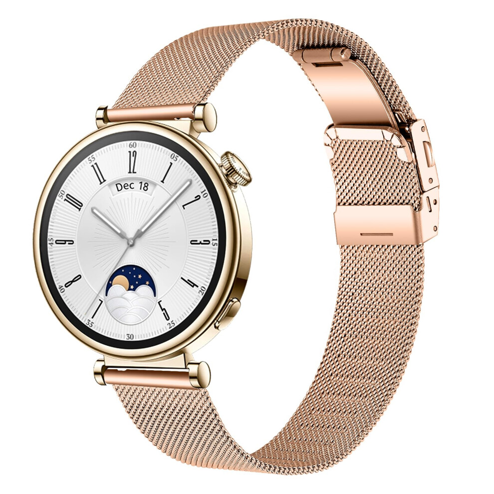 18Mm Rose Stainless Steel Strap Watch Band For Huawei Gt5 Pro 42Mm Gt4 41Mm With Secure Folding Buckle Gold 9113335146891
