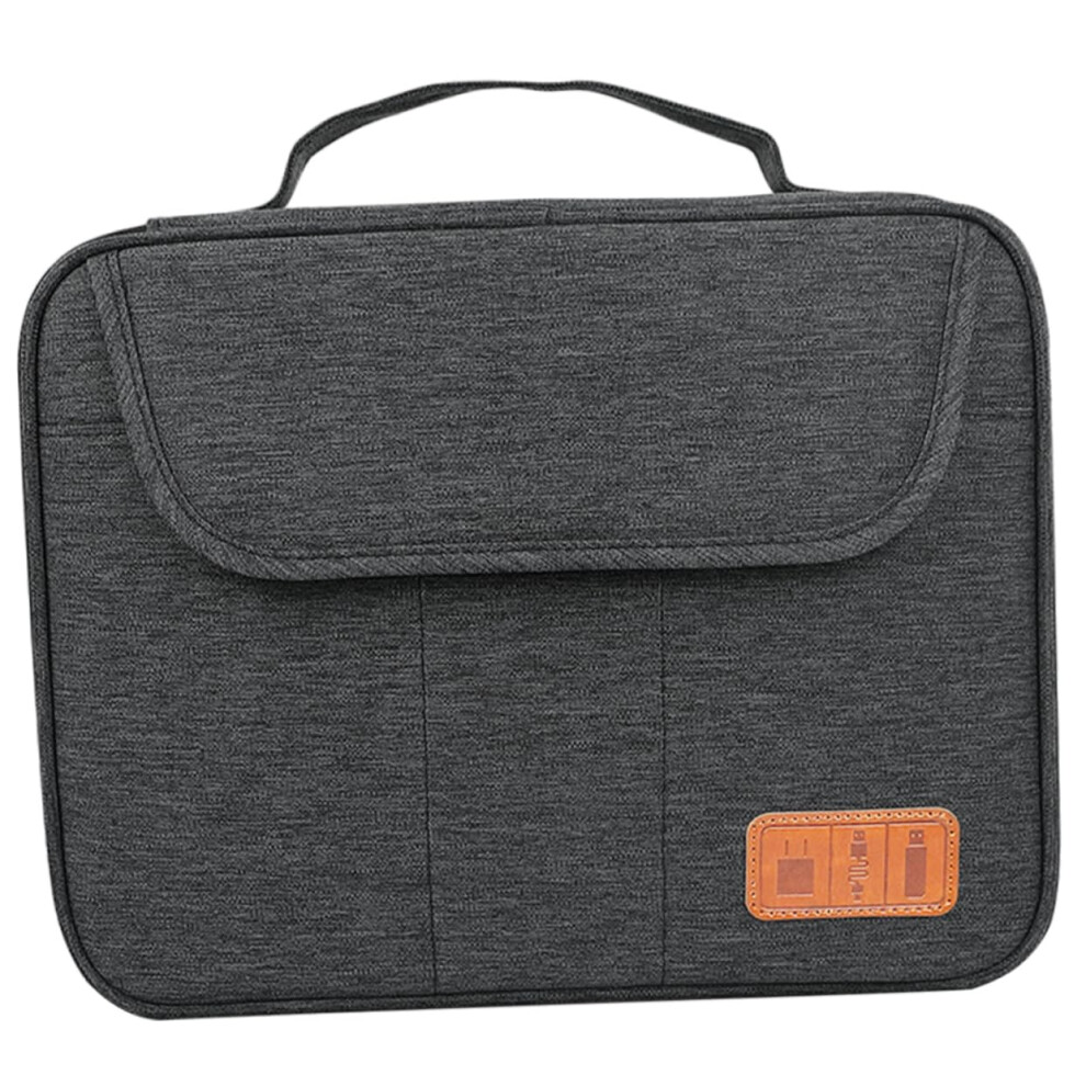 Large Capacity Electronics Organizer Bag With Tablet Pocket, Duallayer Cable Storage For Travel 9070919193958