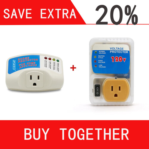 Voltage Protector with Surge Protection for Home Appliances, Adjustable Threshold and Power Delay