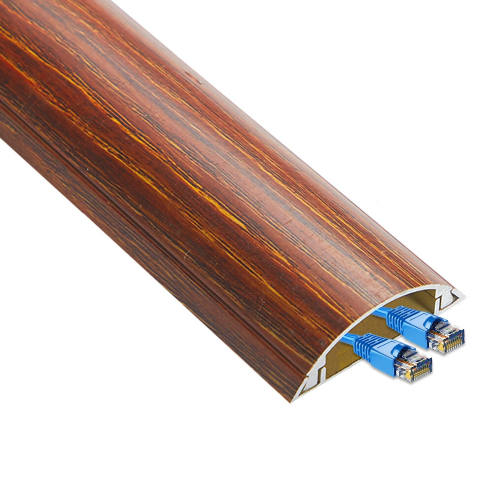 Aluminum Cable Raceway Deep Coffee 40Mm Wood Grain Cord Cover, Heavyduty Self Adhesive 9070919194306