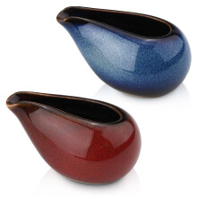 2 Pack Small Porcelain Creamer Pitcher Set, 100ml Ceramic Gravy Boat with Sharp Spout, Dishwasher Safe