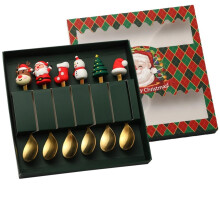 Christmas Cutlery Set Gold Stainless Steel Spoon and Fork Festive Gift Box for Holiday Dining