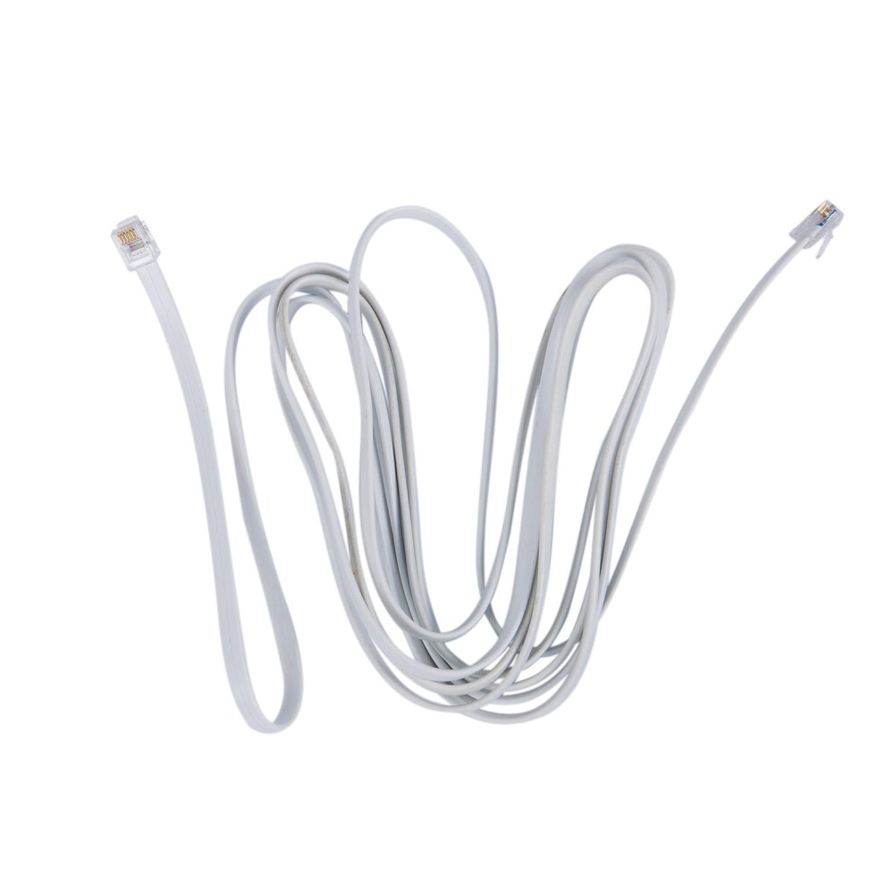 Rj11 Telephone Cable 6P6c Male To Male Extension Cord 9.8Ft For Fax Modem White 9113335148062
