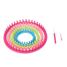 Round Knitting Looms Set Craft Kit Tool With Hook Needle And Pompom Maker, Plastic Round Long Knitting Looms Lightweight Durable For Scarves Hats Sock