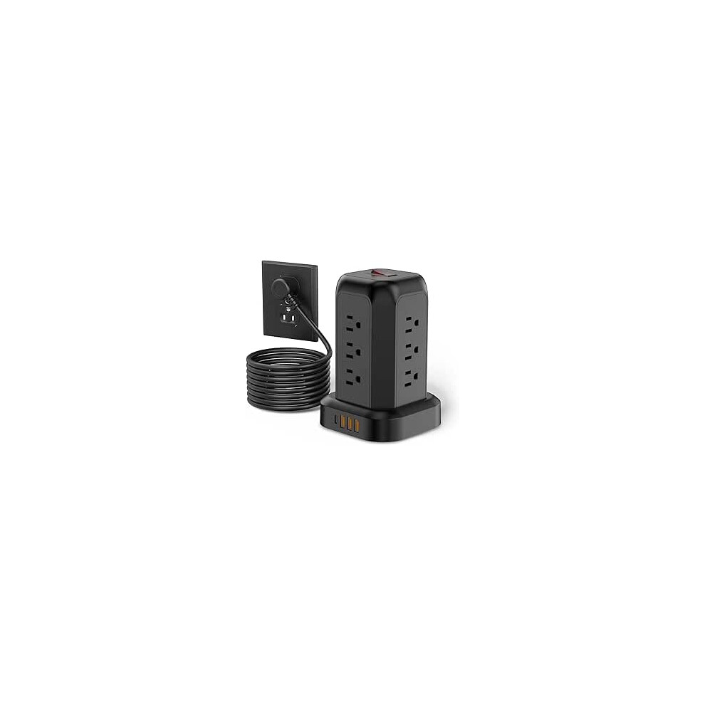 Power Strip Tower With Usb Ports, 2000J Surge Protector, Fast Charging, Spacesaving Design 9070919195587