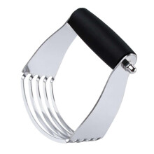 Stainless Steel Pastry Blender with Ergonomic Rubber Grip and Curved Blade Dough Cutter for Baking