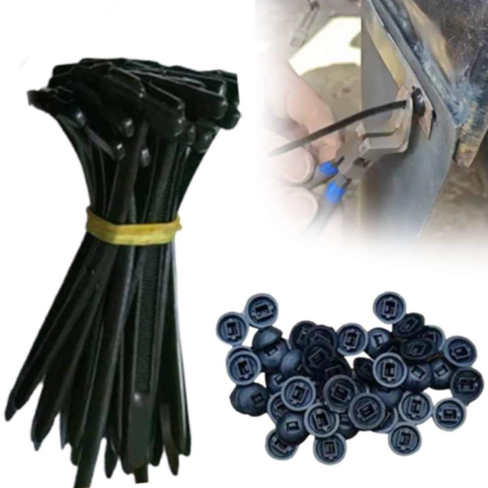 20Pcs Nylon Cable Tie Buckle Heavy Duty Self Locking Zip Ties For Automotive Black 9113335148437