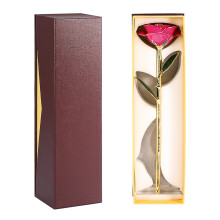 Long Stem 24k Gold Rose Gift Box with Stand - Pink, Blue & More