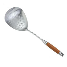 Stainless Steel Skimmer Ladle with Wooden Handle, Large Slotted Strainer Spoon for Frying 43cm Ref: 1194