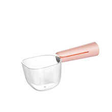 Pet Food Scoop with Clip for Dogs and Cats, Pink Plastic Measuring Scoop for Easy Portion Control