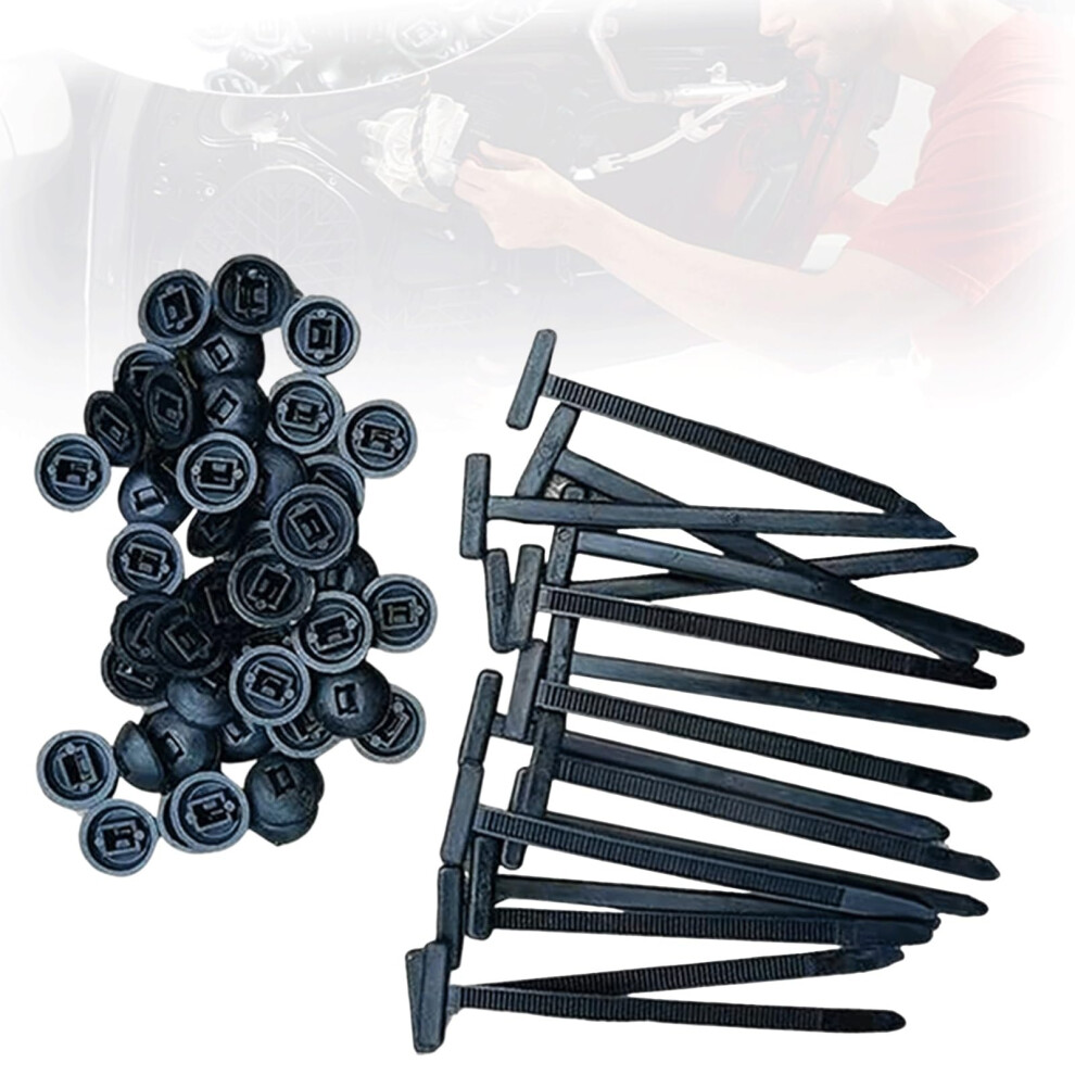50 Pack Universal Nylon Cable Tie Buckles, Selflocking Uvresistant Holders For Car And Home 9113335149526