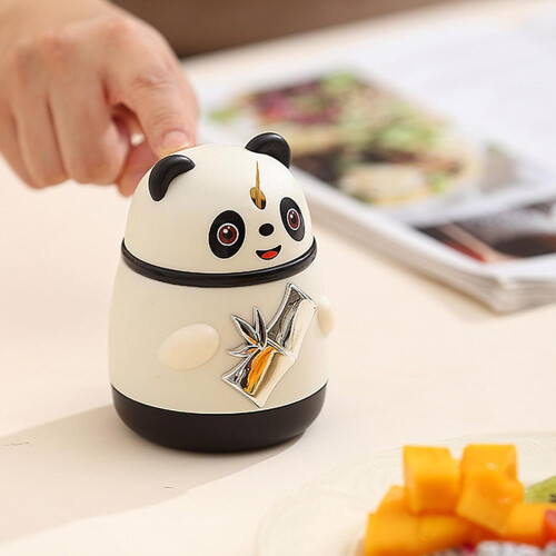 Panda Automatic Toothpick Holder Press Type Dispenser Black for Home Dining Table and Restaurant 1