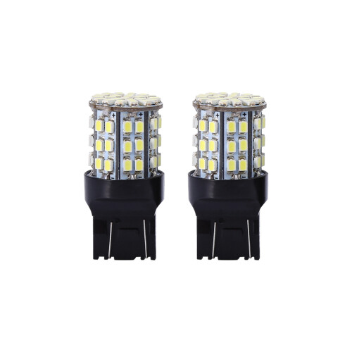 2pcs 7443 64-SMD White 6000K LED Reverse Brake Stop Tail Bulbs 1
